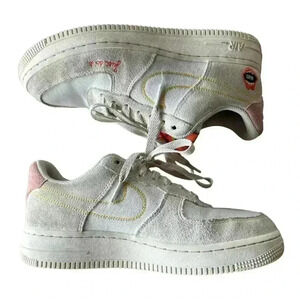 Nike Woman's Air Force 1 '07 AF1 White Peace Rock n Roll DQ7656 100 Size 7